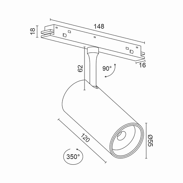 Светодиодный светильник для магнитной системы Ledron Pular 10 GDD20/15 Black 3000K 00000017548