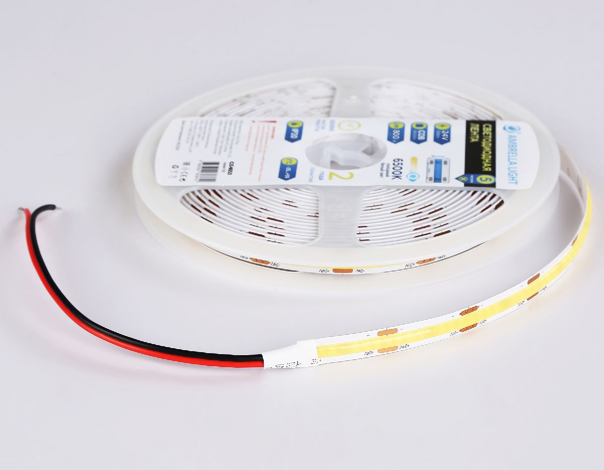Светодиодная лента Ambrella Light Illumination 24В COB 10Вт/м 6500K 5м IP20 GS4653