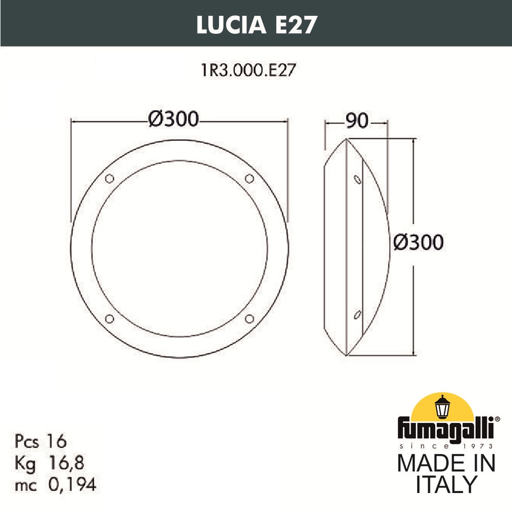 Уличный настенный светильник Fumagalli Lucia 1R3.000.000.AYE27BU1
