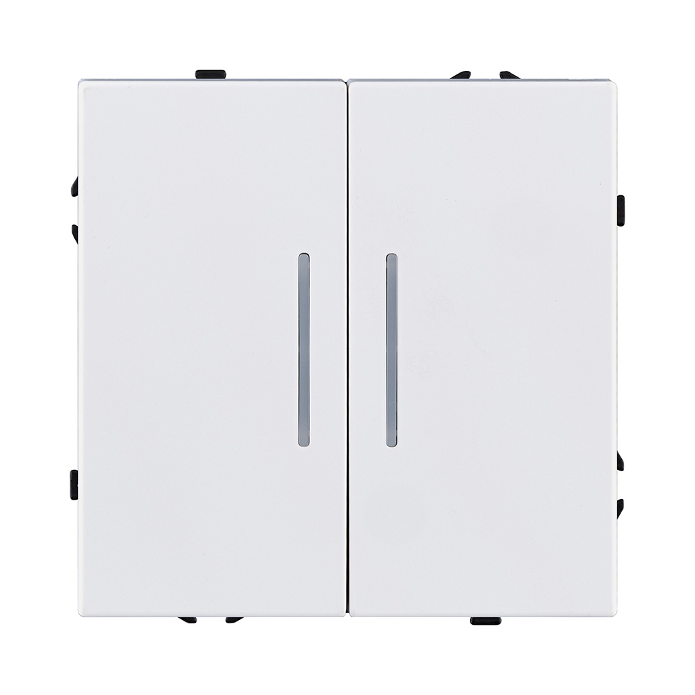 Выключатель 2-клавишный 10А/250В с LED подсветкой, белый глянцевый Kollinger Eclipse EC-010WG