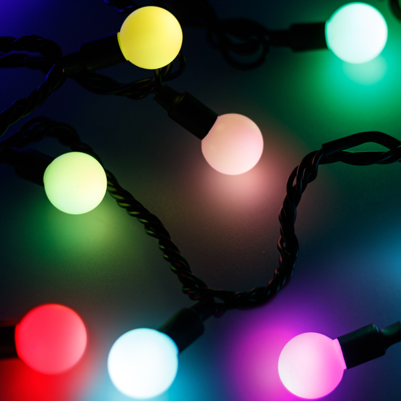 Светодиодная гирлянда Arlight ARD-Ball-Classic-D23-10000-Black-80LED RGB 025619