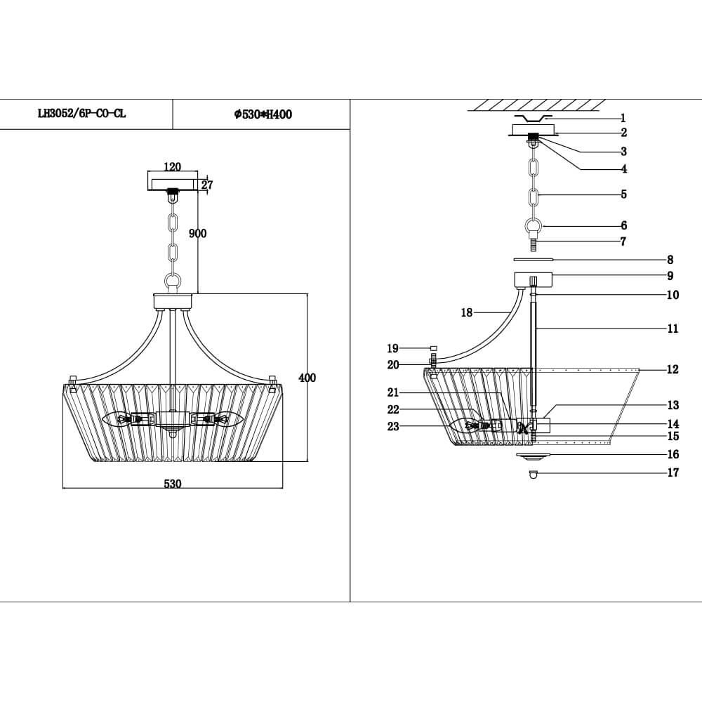 Подвесная люстра Lumien Hall Dzhasmin LH3052/6P-CO-CL