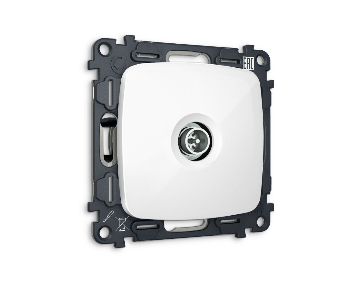 Комплект механизма TV розетки Ambrella Volt оконечной экранированной 5-1000MHz 3dB OMEGA MO113005 Белый глянец QUANT (OP1130, VM199)