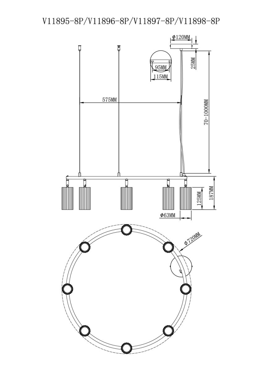 Подвесная люстра Moderli Cora V11895-8P
