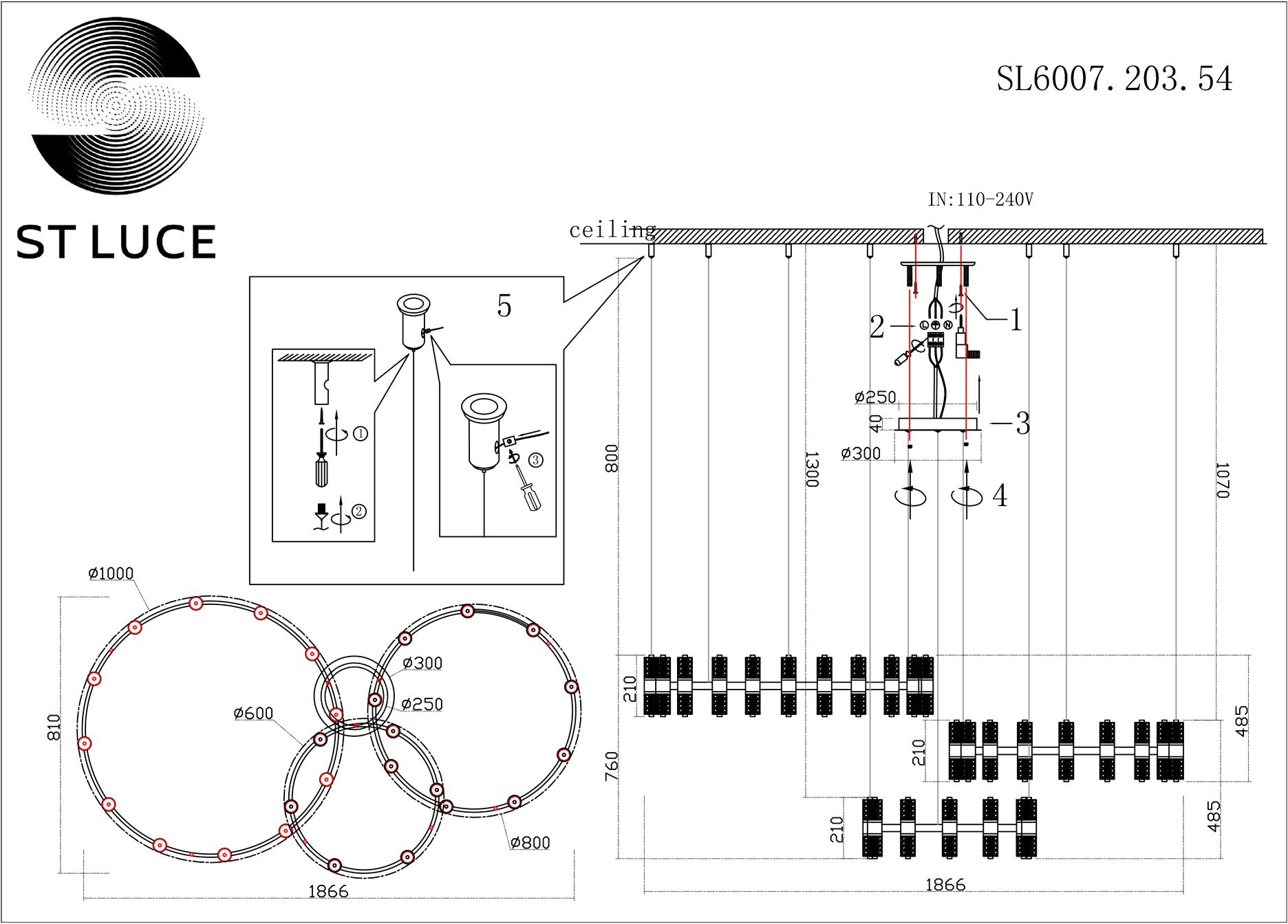 Подвесная люстра ST Luce Gemina SL6007.203.54