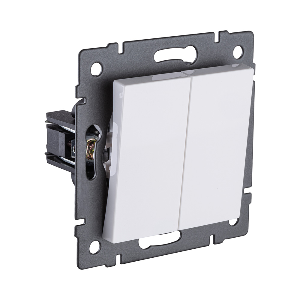 Выключатель кнопочный 2-клавишный 10А/250В, белый Kollinger REA-S-011WH для Aspekt, Eleganz, Reflex