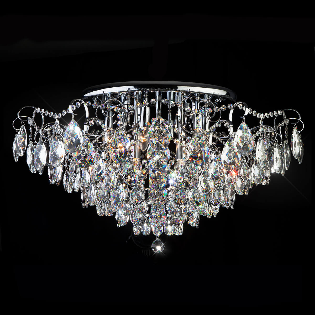 Потолочная люстра Eurosvet Crystal 10081/12 хром/прозрачный хрусталь Strotskis