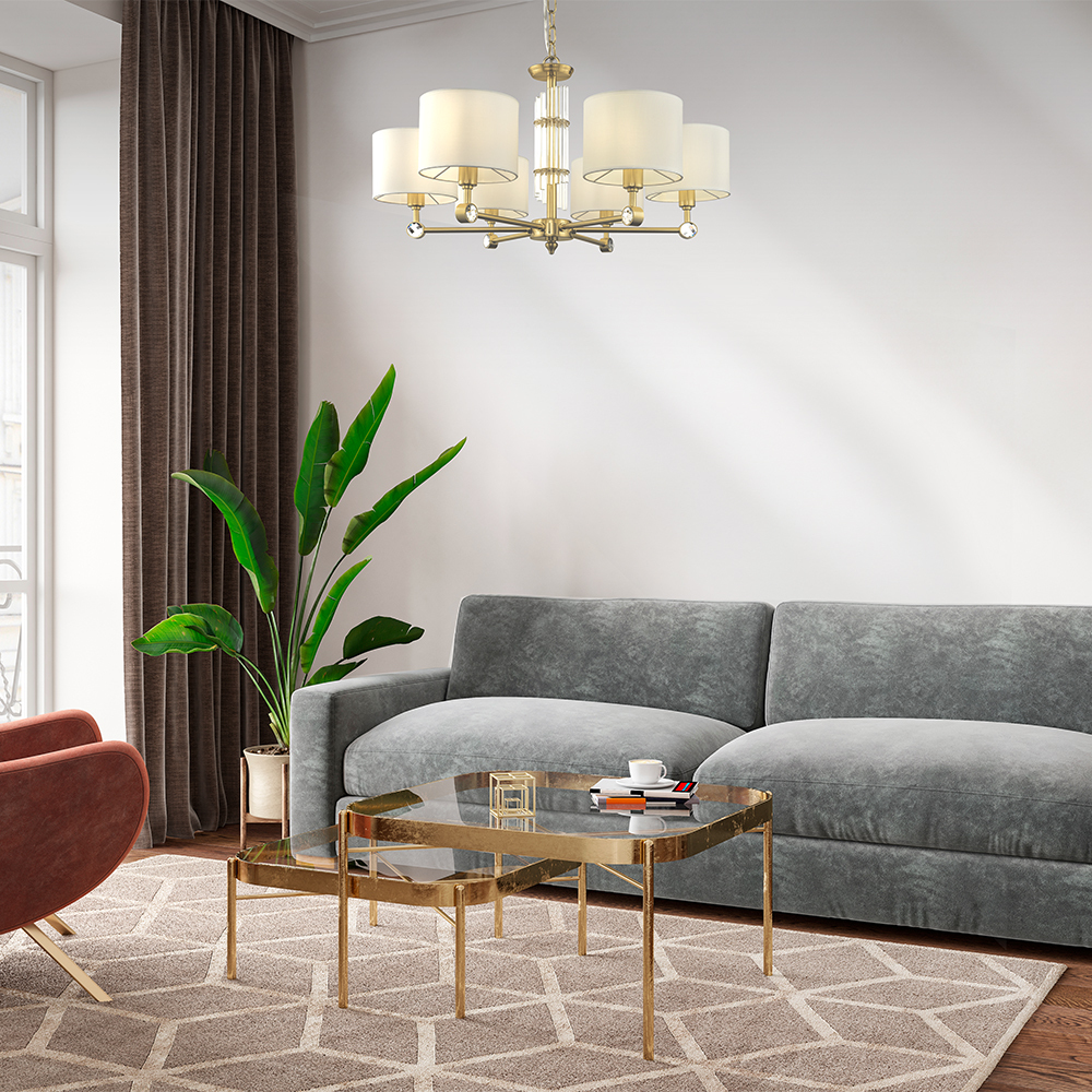 Подвесная люстра с абажуром из ткани Maytoni Alloro MOD088PL-06BS