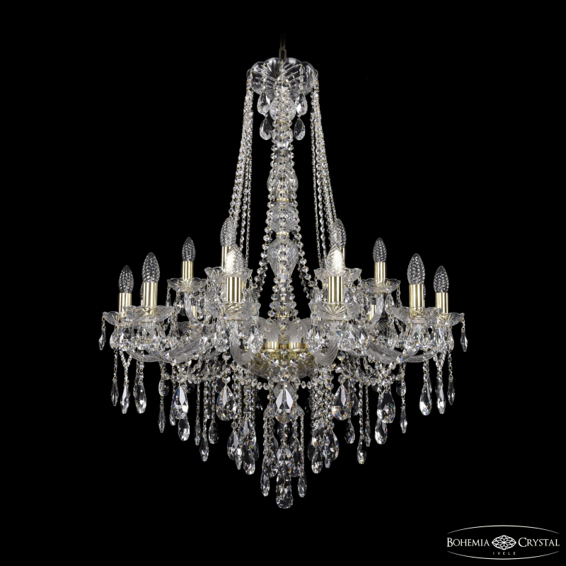 Подвесная люстра второго света Bohemia Ivele Crystal 1415/12+6/300/h-108 G