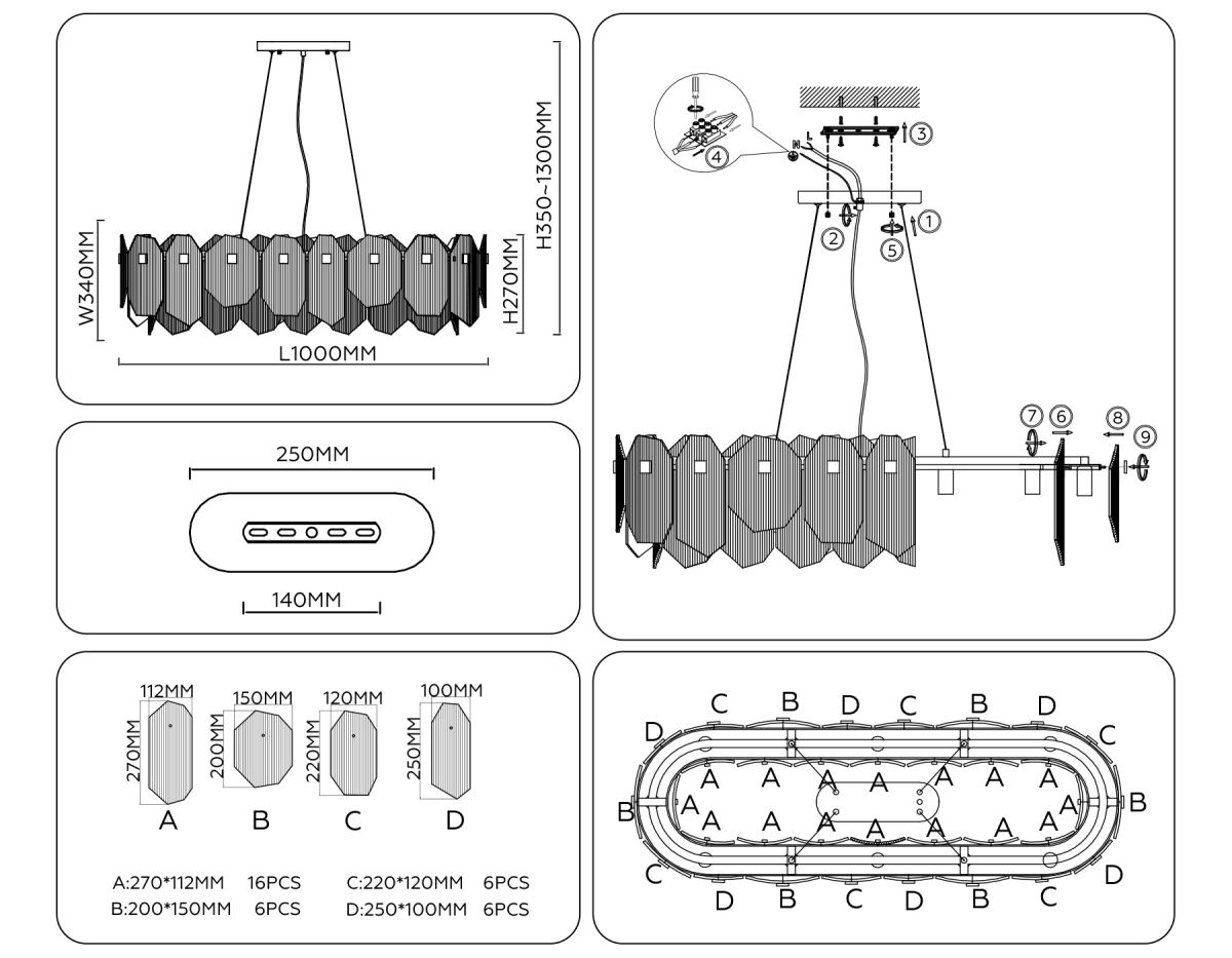 Подвесная люстра Ambrella Light High Light Crystal LH31205