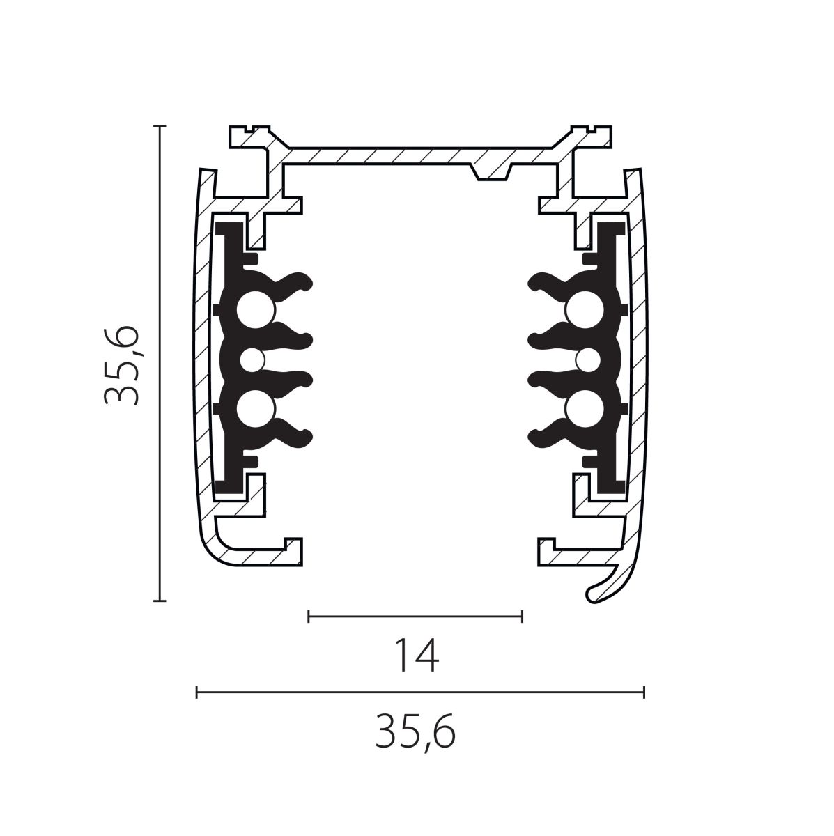 Шинопровод шестиконтактный трехфазный со стыковочными пазами, 2м Lightstar Quattro/DALI/ 504025-DALI