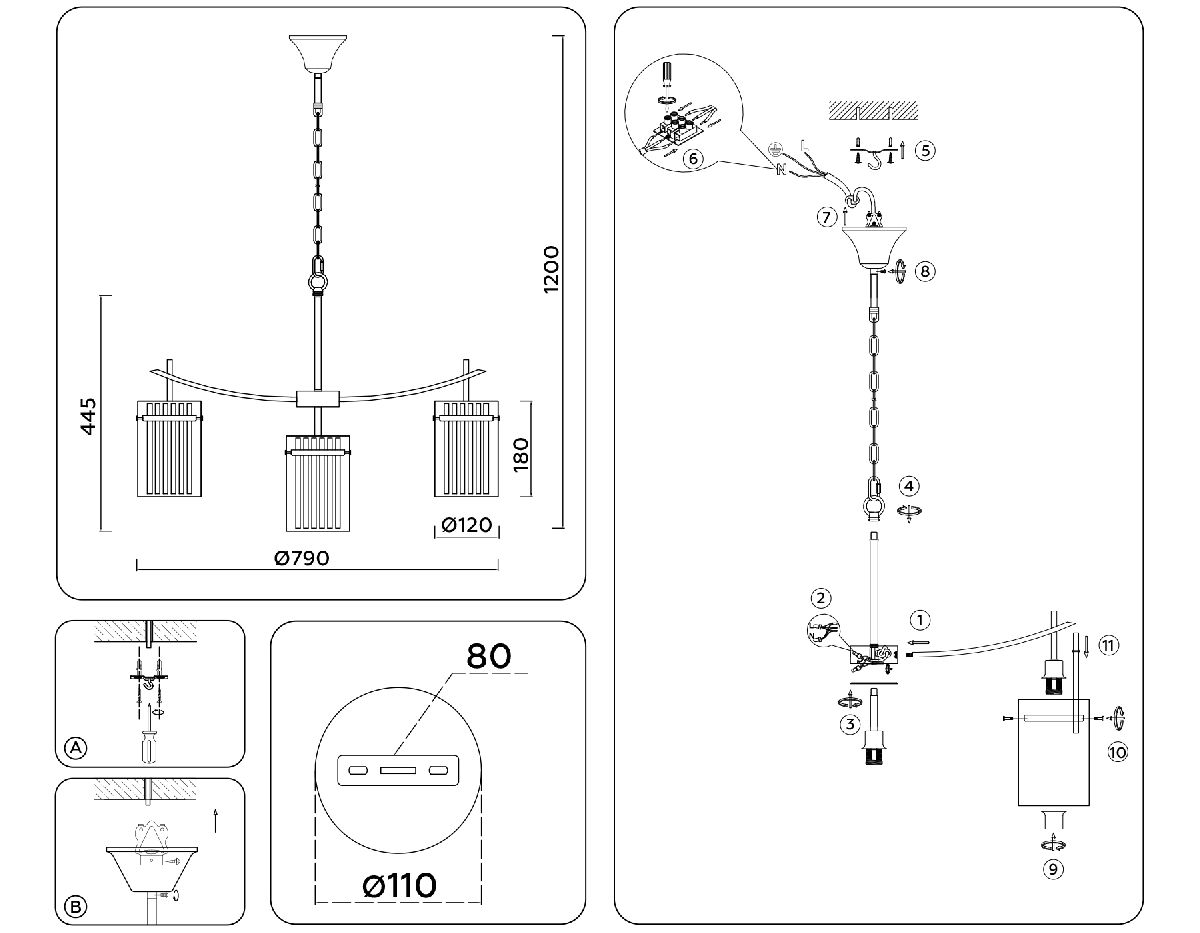 Подвесная люстра Ambrella Light High Light Heigh Light LH56033