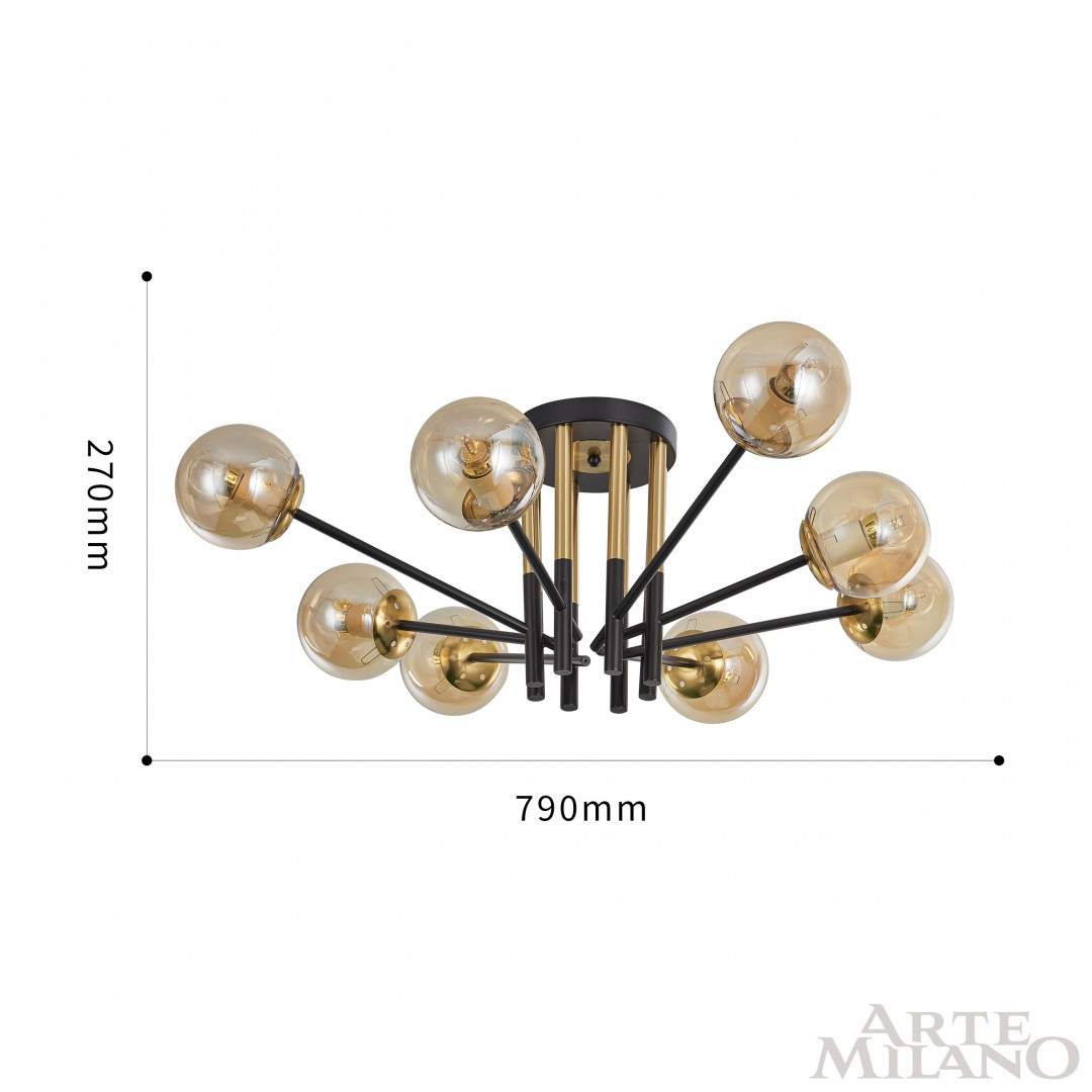 Потолочная люстра Arte Milano Neapolis 273708/8 BK/GD