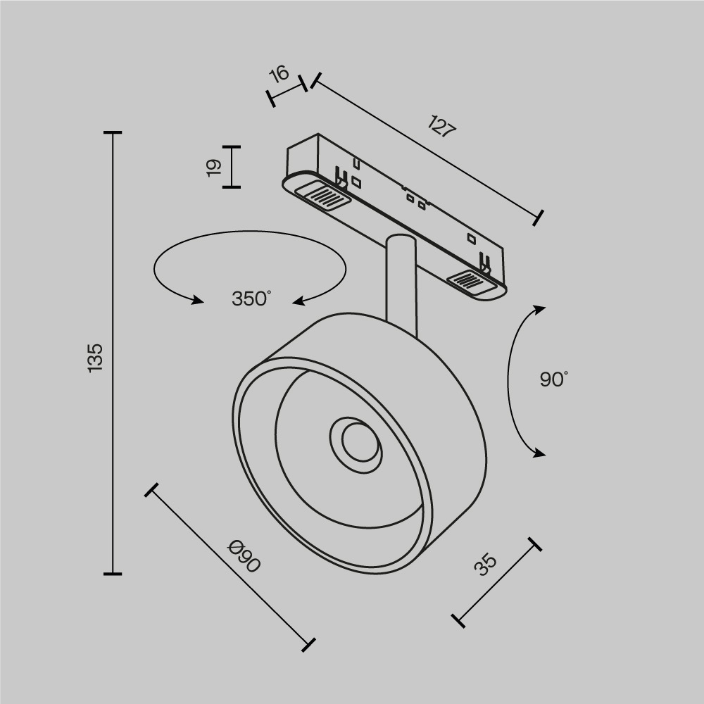 Трековый магнитный светильник Maytoni Lens TR217-2-15W3K-B