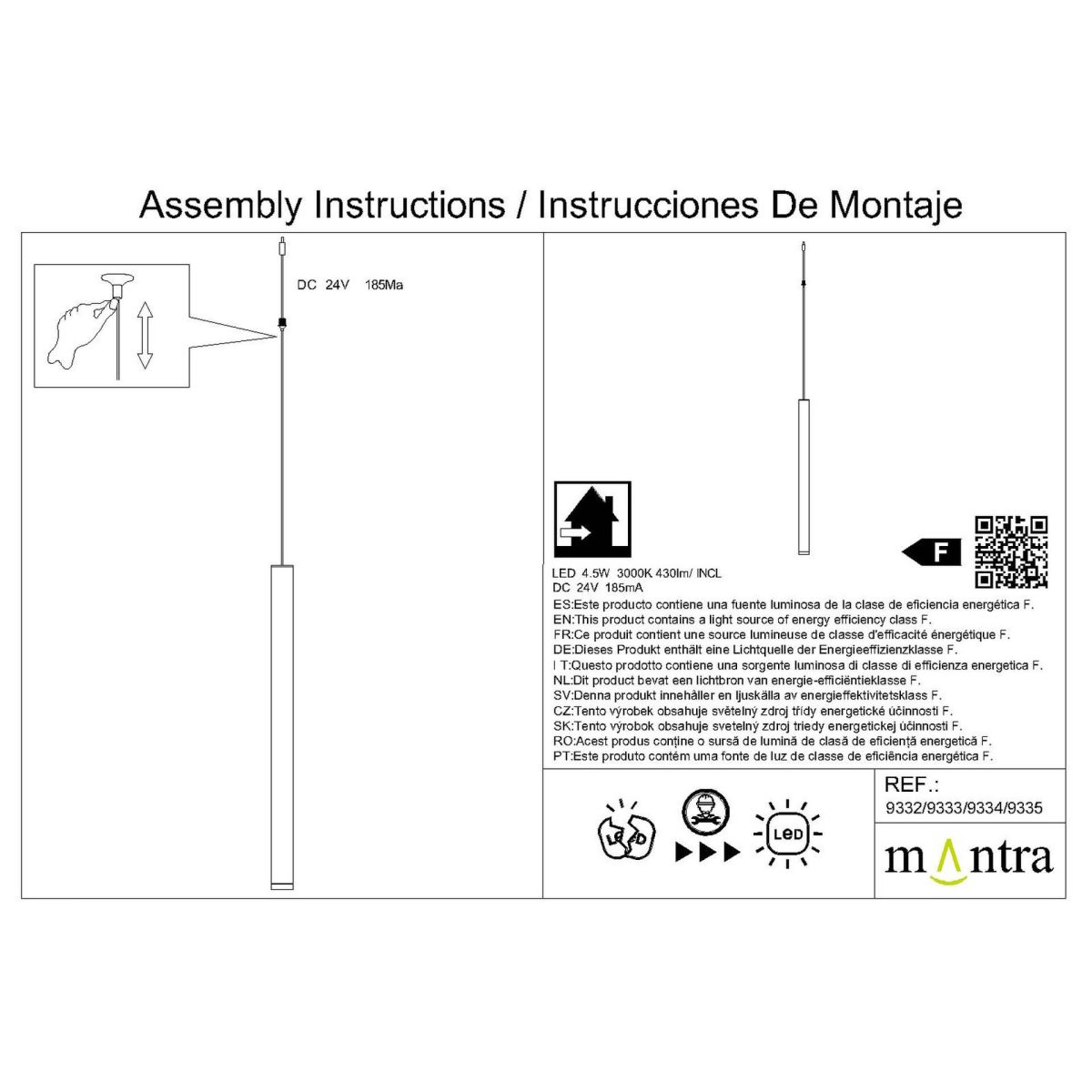 Подвесной модульный светильник без основания Mantra Cala 9332