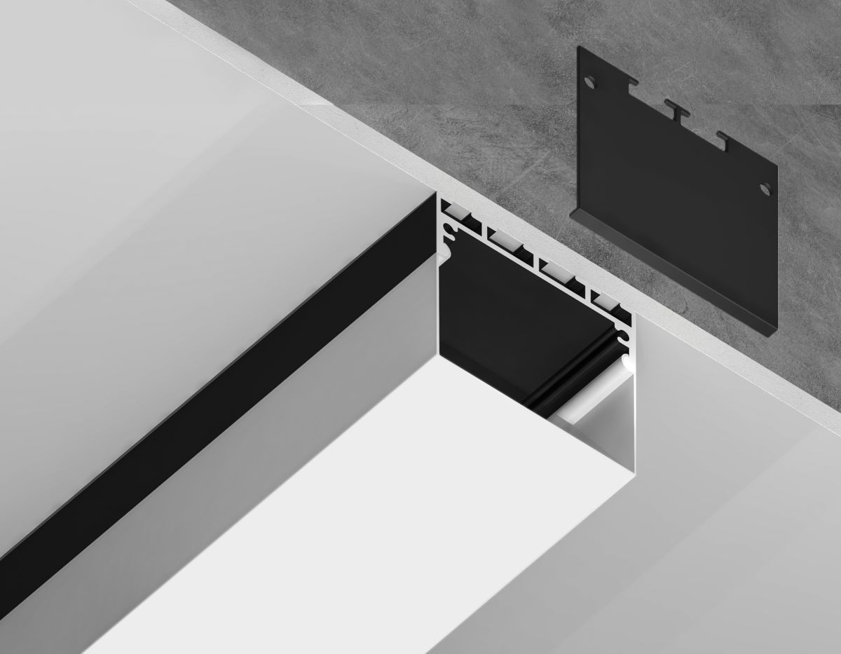 Алюминиевый профиль накладной/подвесной Profile System 42*45 для светодиодной ленты до 33,4мм Ambrella Light Illumination GP3070BK