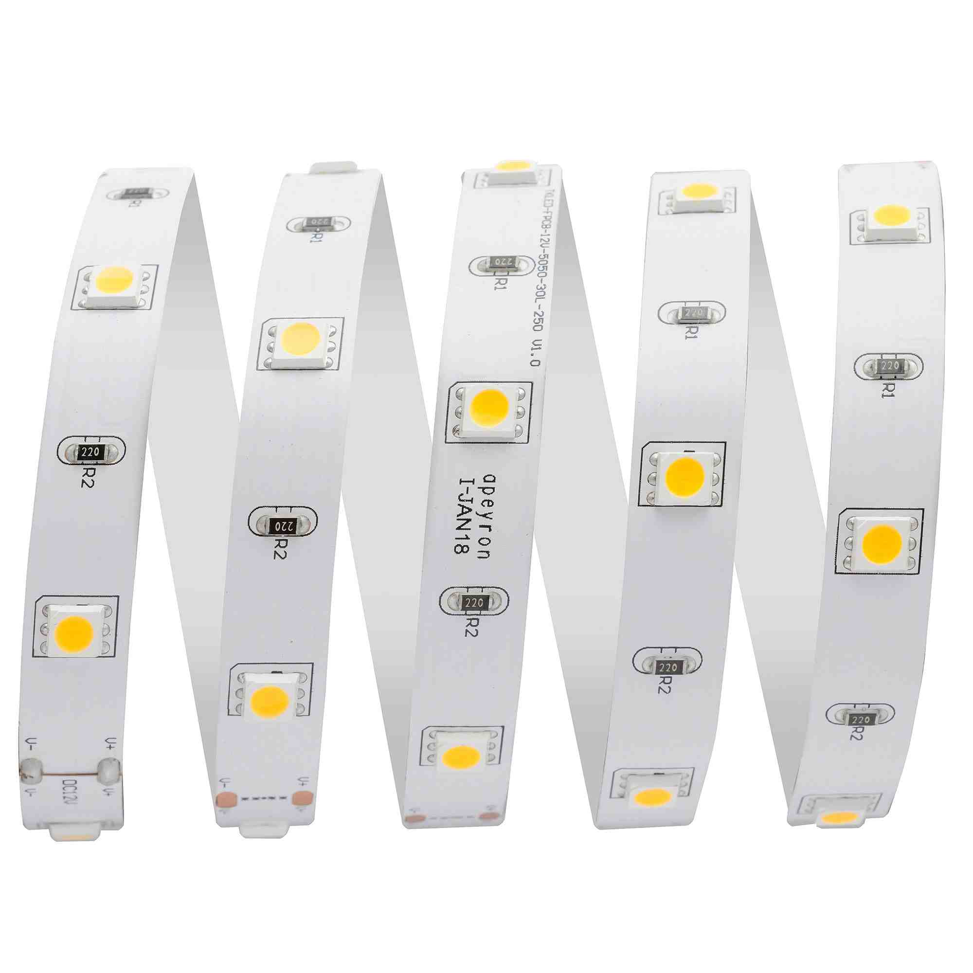 Светодиодная лента Apeyron 12В СТ 7,2Вт/м smd5050 30д/м IP20 360Лм/м 5м 3000К 00-37