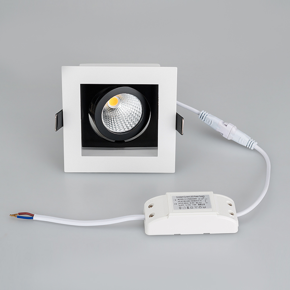 Встраиваемый светильник Arlight CL-SNODO-LUM-S102x102-9W Day4000 (WH-BK, 38 deg) 039275