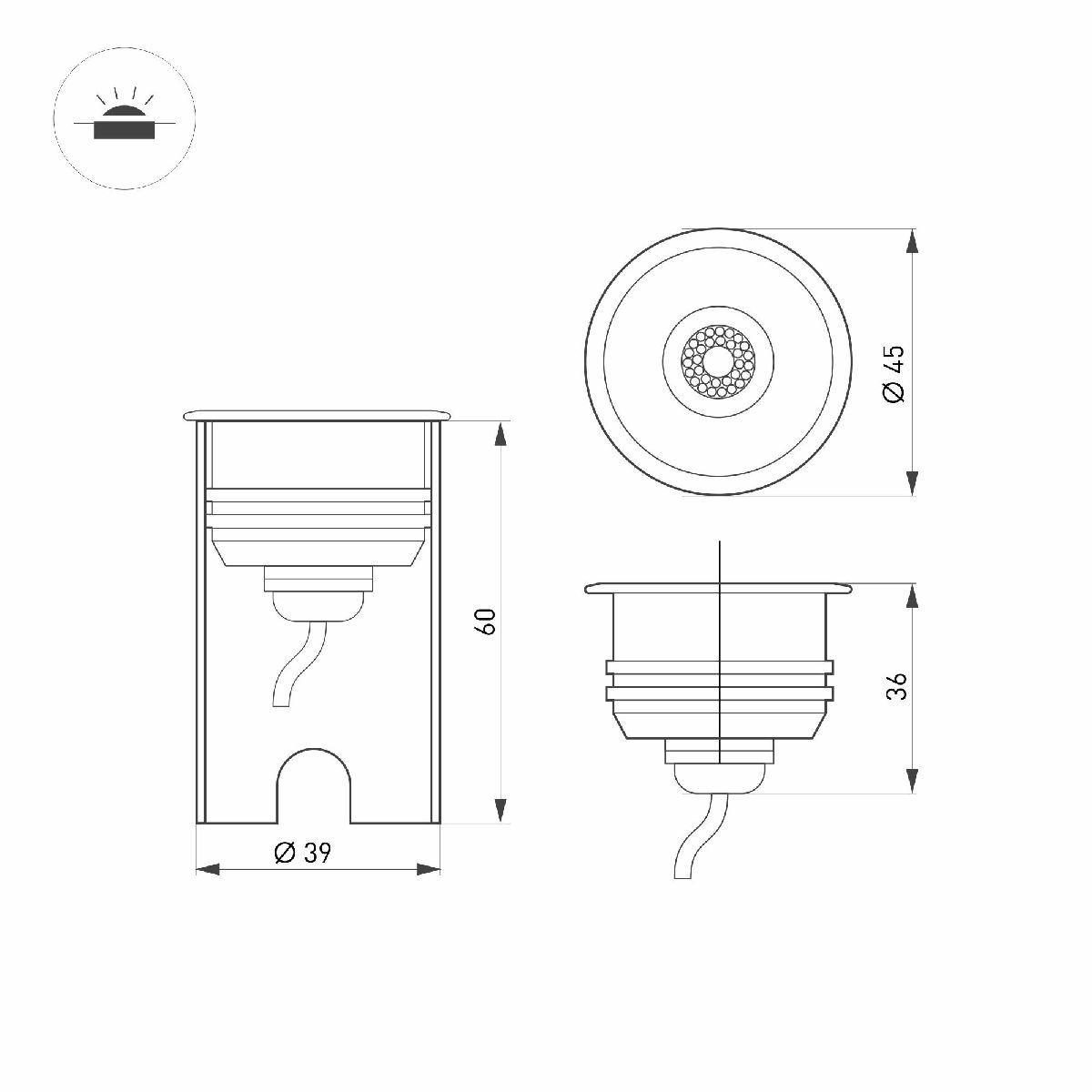 Грутовый светильник Arlight KT-AQUA-R45-3W Warm3000 047698 УЦ