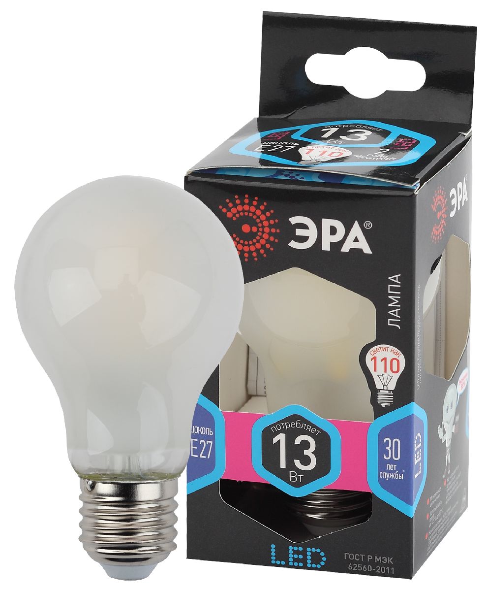 Лампа светодиодная Эра E27 13W 4000K F-LED A60-13W-840-E27 frost Б0044092