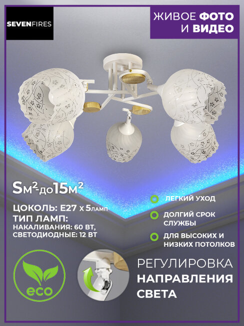 Потолочная люстра для низкого потолка Wedo Light Bakin WD3320/5C-WT