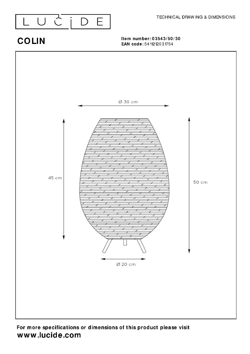 Настольная лампа Lucide Colin 03543/50/30