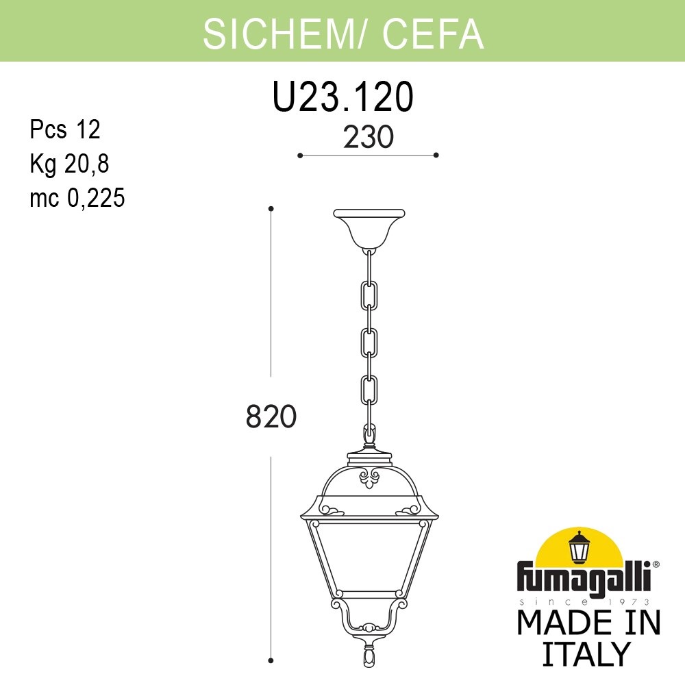 Уличный подвесной светильник Fumagalli SICHEM/CEFA U23.120.000.AXE27