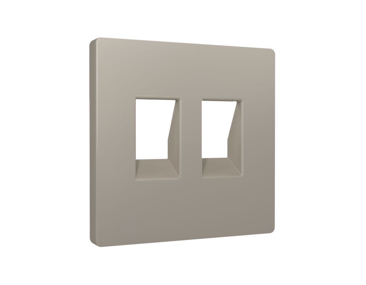 Лицевая панель Alfa (Серо-бежевый матовый) для компьютерной/телефонной двойной розетки RJ-45/RJ-11 Quant Ambrella Volt AP3721