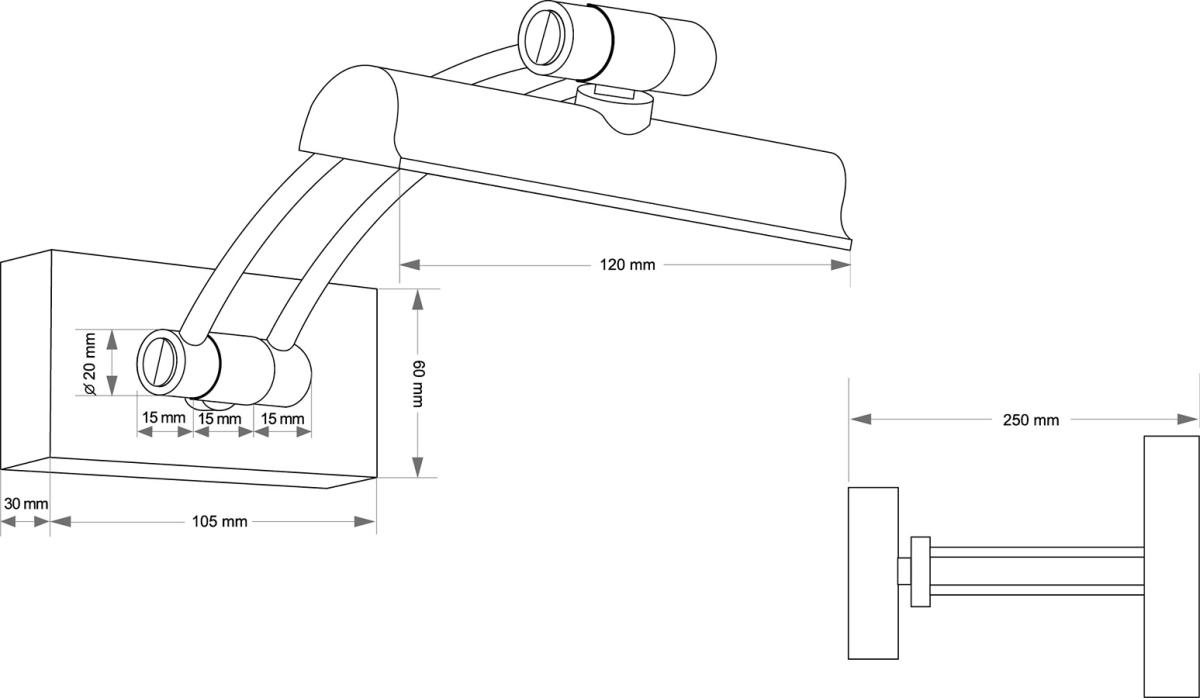 Подсветка для картин Kutek ELVE ELV-PODS-1(Z)250-KR