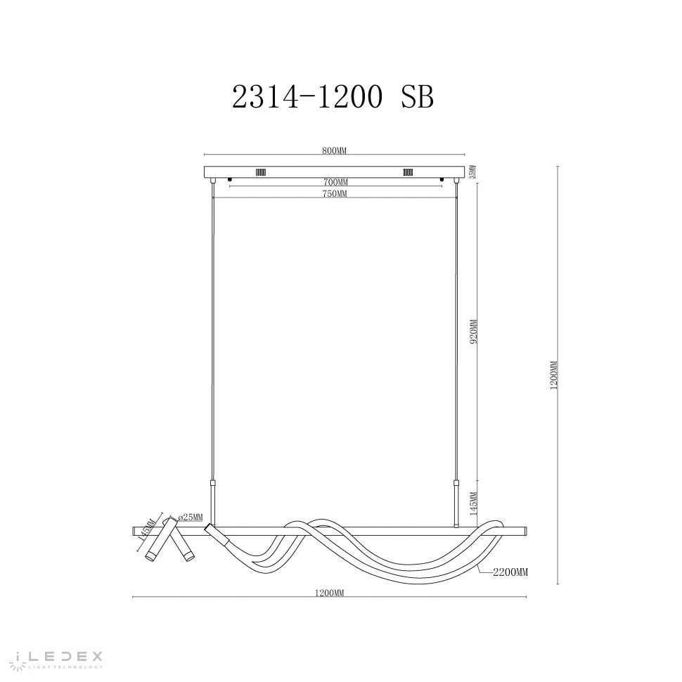 Подвесная люстра iLedex Cross 2313-1200 SB