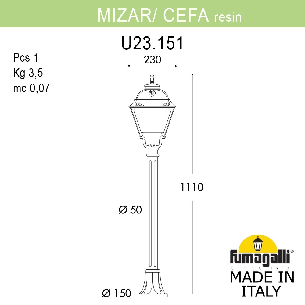 Ландшафтный светильник Fumagalli MIZAR.R/CEFA U23.151.000.BXE27