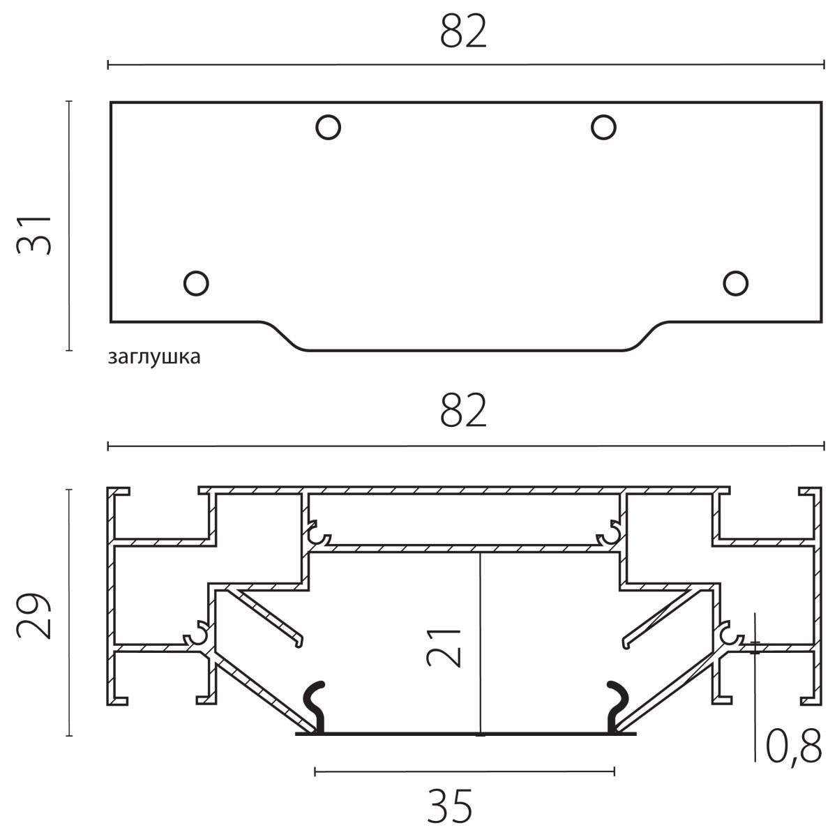 Торцевые заглушки (2шт) к профилю 5024X0-6AI Barra Base Lightstar 502467-AI