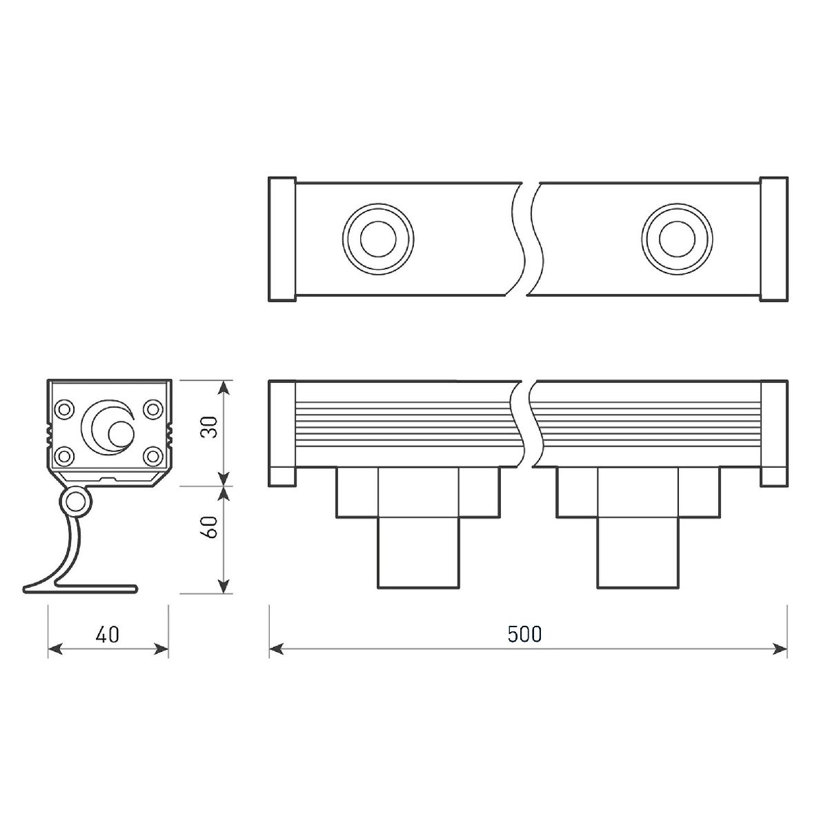 Линейный прожектор Arlight AR-LINE-500-6W Warm3000 (GR, 30 deg, 230V) 037364(1)