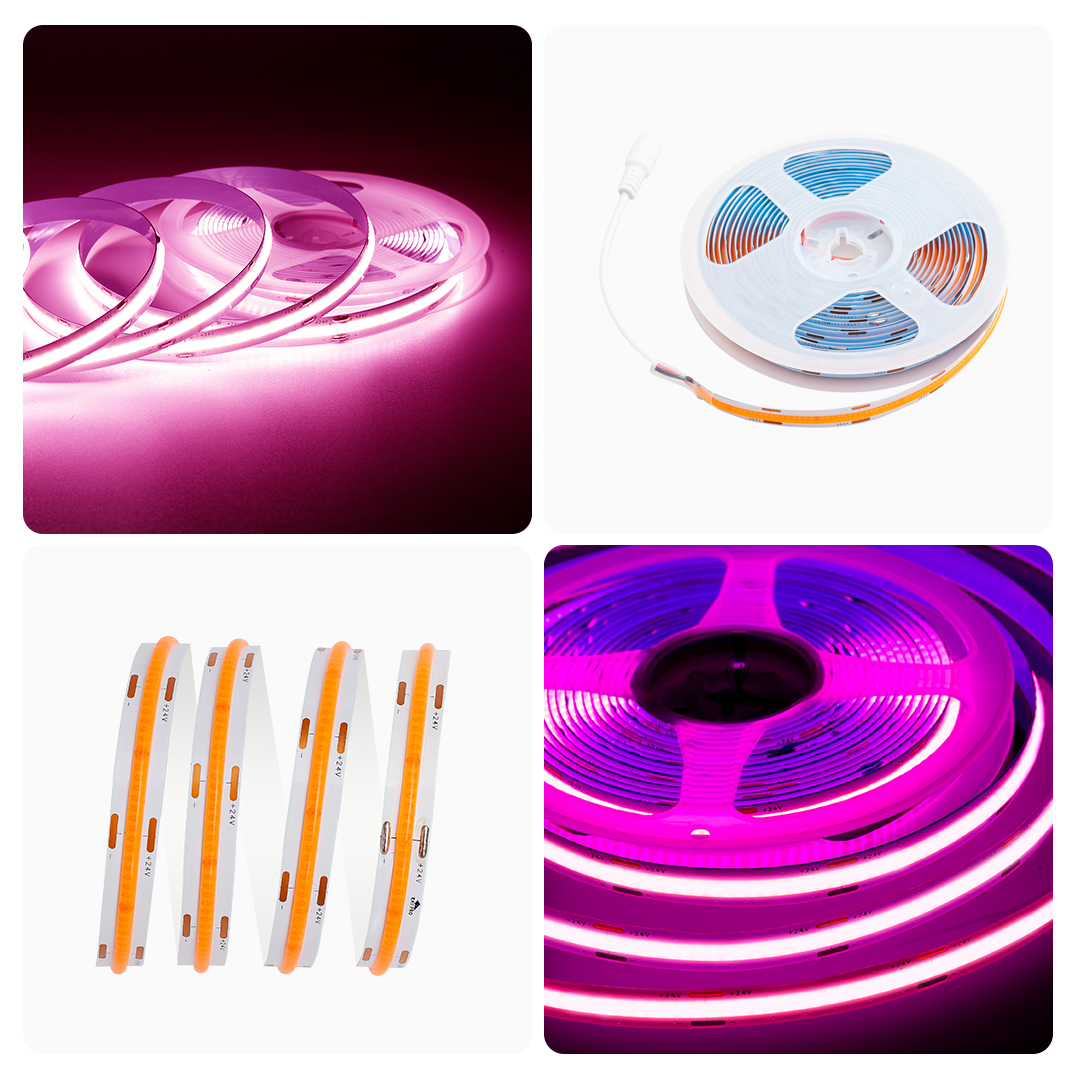 Светодиодная лента Apeyron 5м, 24В, 14Вт/м, COB, 512д/м, IP20 Розовый 215ОО