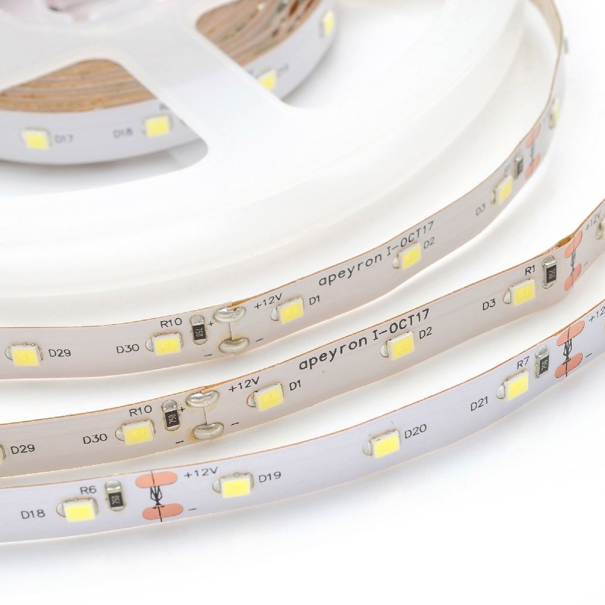 Светодиодная лента Apeyron 12В 9,6Вт/м smd2835 60д/м IP20 900Лм/м 2м 4000К 219BL