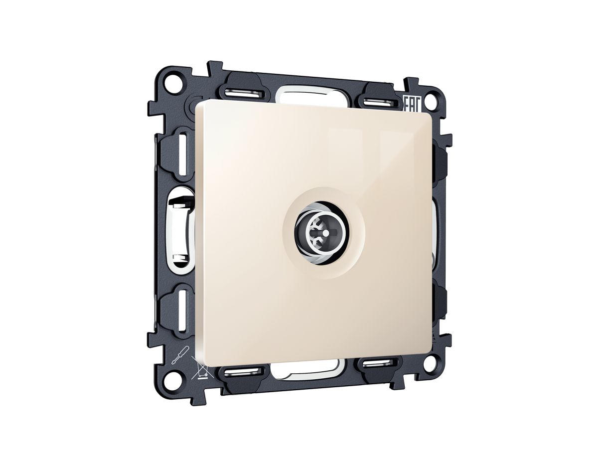 Комплект механизма TV розетки оконечной экранированной 5-1000MHz 3dB Alfa Бежевый глянец Quant Ambrella Volt MA313005 (AP3130, VM199)