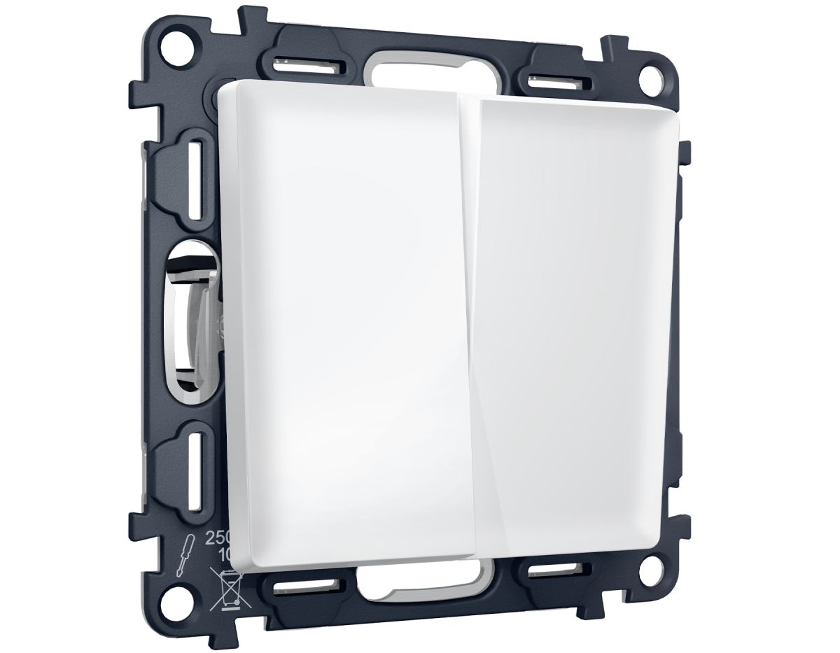 Комплект механизма 2-клавишного перекрестного выключателя 10A-250V Alfa Белый матовый Quant Ambrella Volt MA123030 (AP1230, VM125)