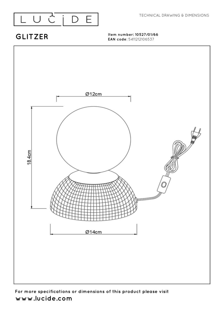 Настольная лампа Lucide Glitzer 10527/01/66