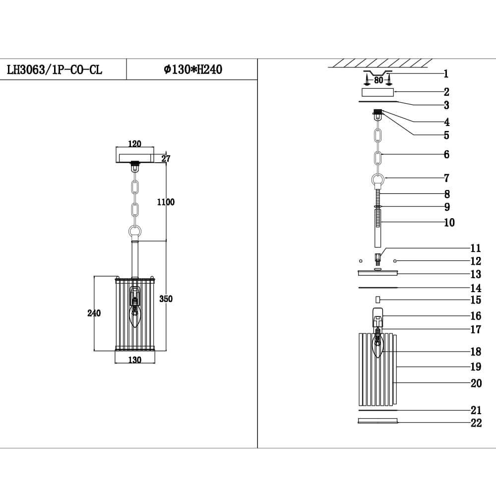 Подвесной светильник Lumien Hall Krejne LH3063/1P-CO-CL