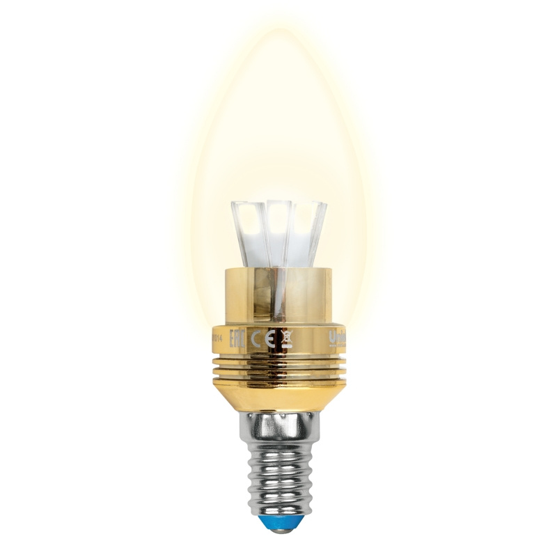 Лампа светодиодная (10057) Uniel E14 5W 3000K прозрачная LED-C37P-5W/WW/E14/CL ALC02GD