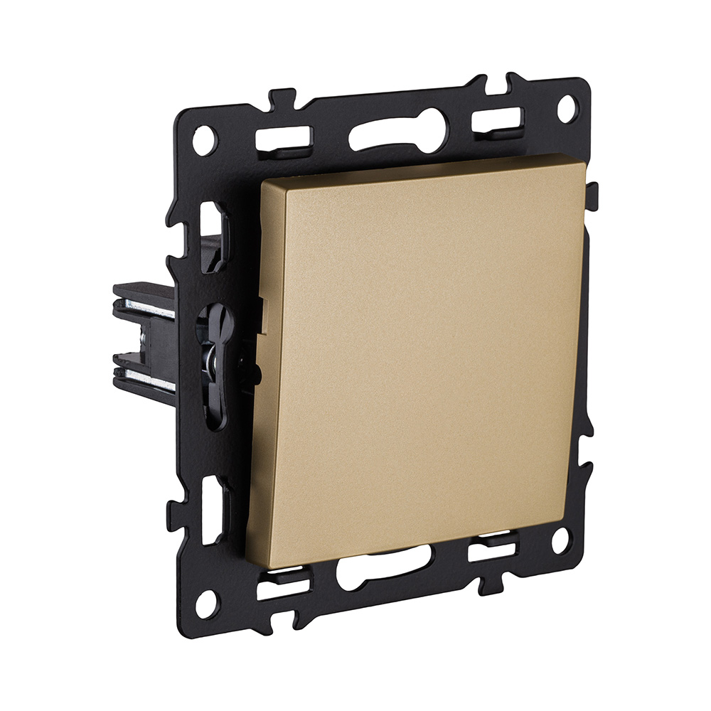 Выключатель кнопочный 1-клавишный 10А/250В, золотой Kollinger Asthetik AS-006GD