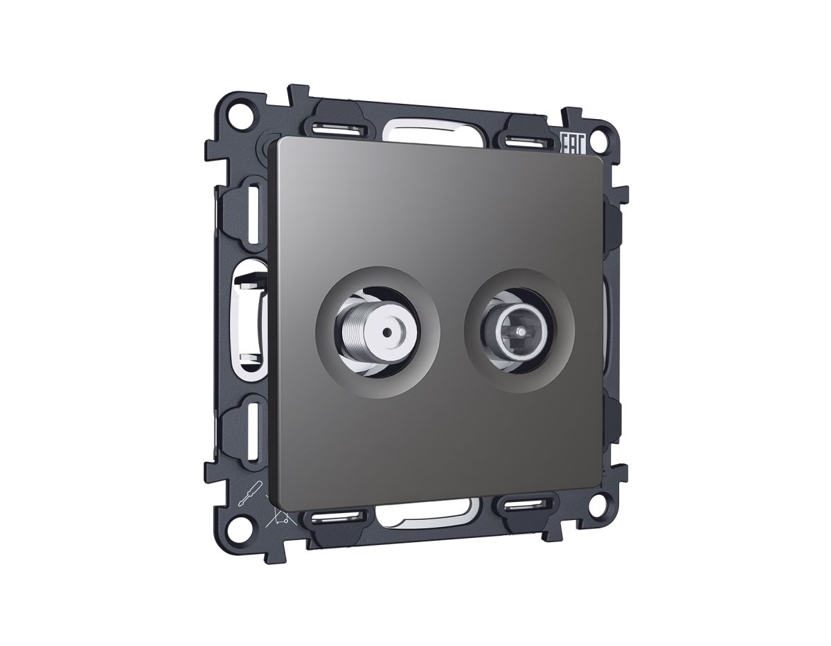 Комплект механизма розетки TV оконечной + SAT 5-862MHz 3.5dB/950-2150MHz 3.5dB Alfa Антрацит серый Quant Ambrella Volt MA663310 (AP6633, VM217)