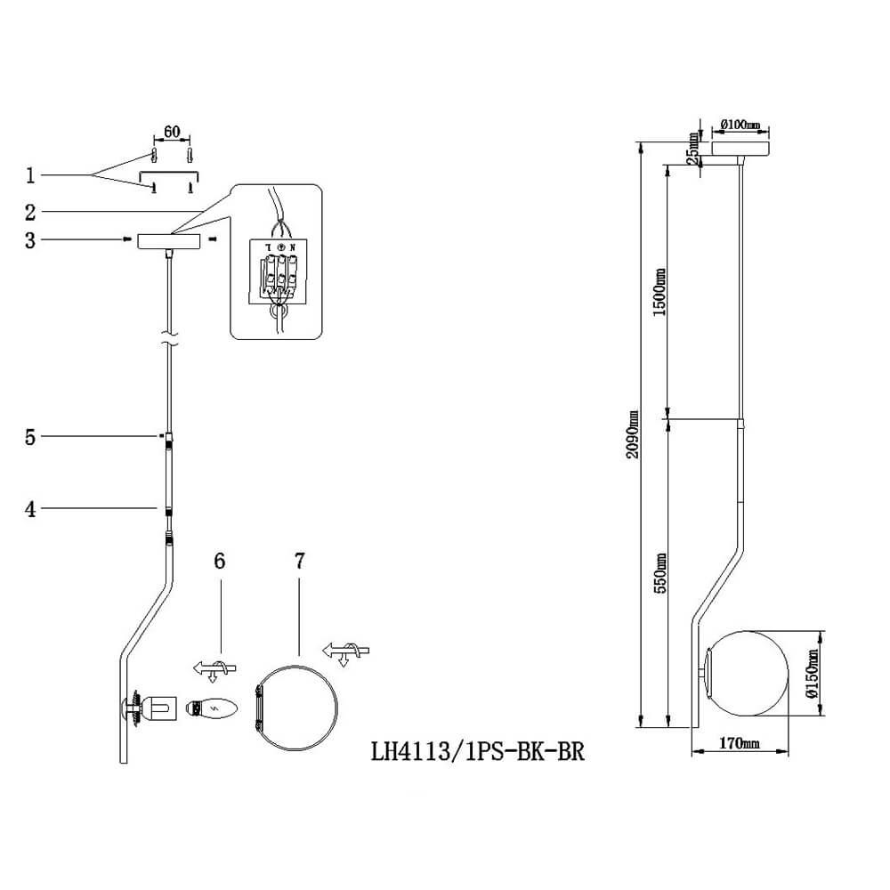Подвесной светильник Lumien Hall Paterno LH4113/1PS-BK-BR