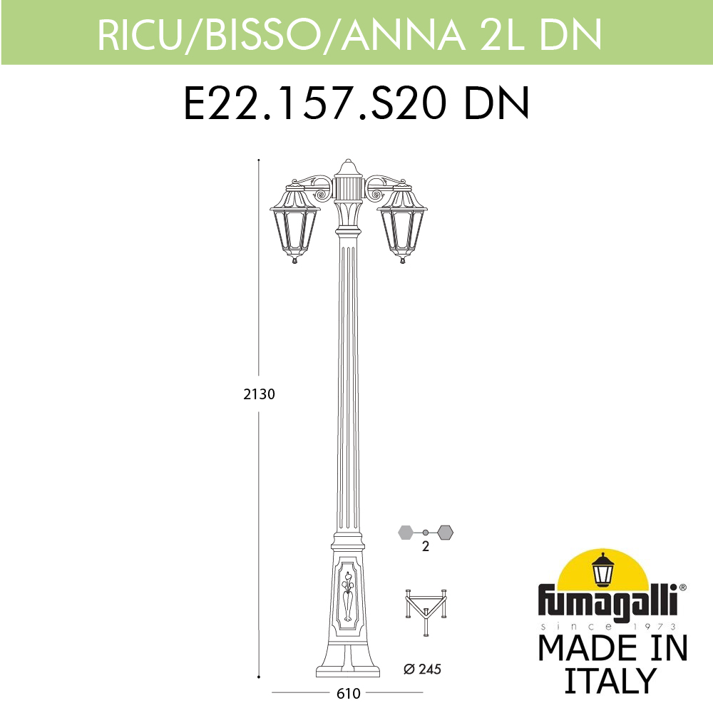 Садово-парковый светильник Fumagalli RICU BISSO/ANNA 2L DN E22.157.S20.AYE27DN