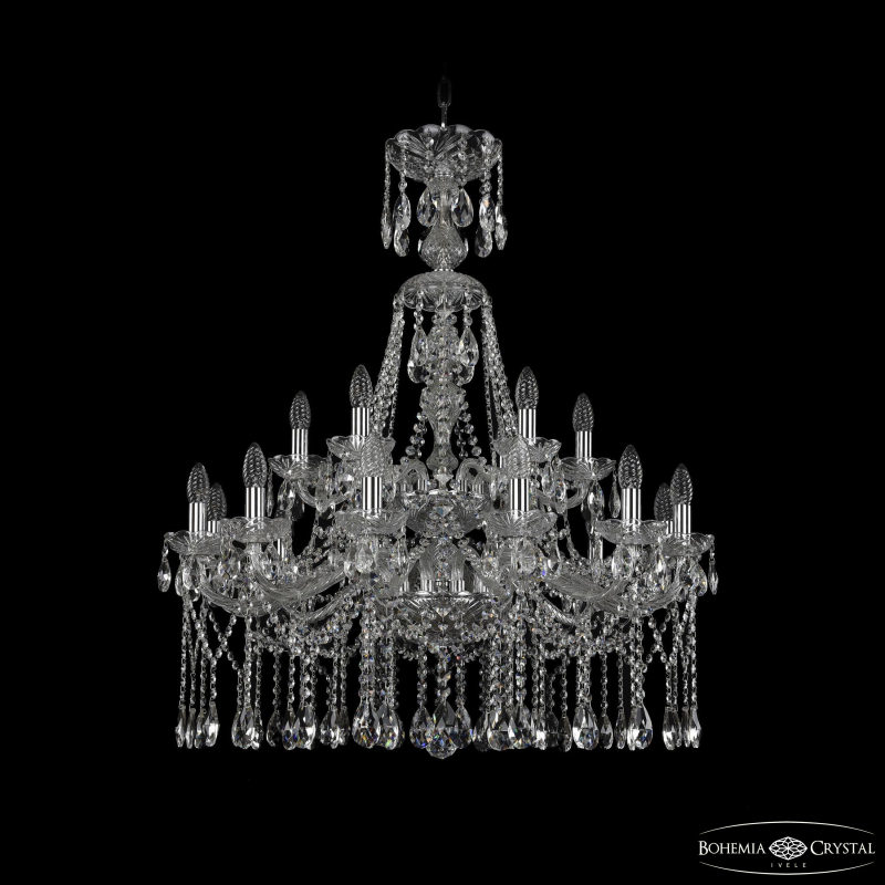 Подвесная люстра второго света Bohemia Ivele Crystal 1413/12+6/300/XL-96/2d Ni
