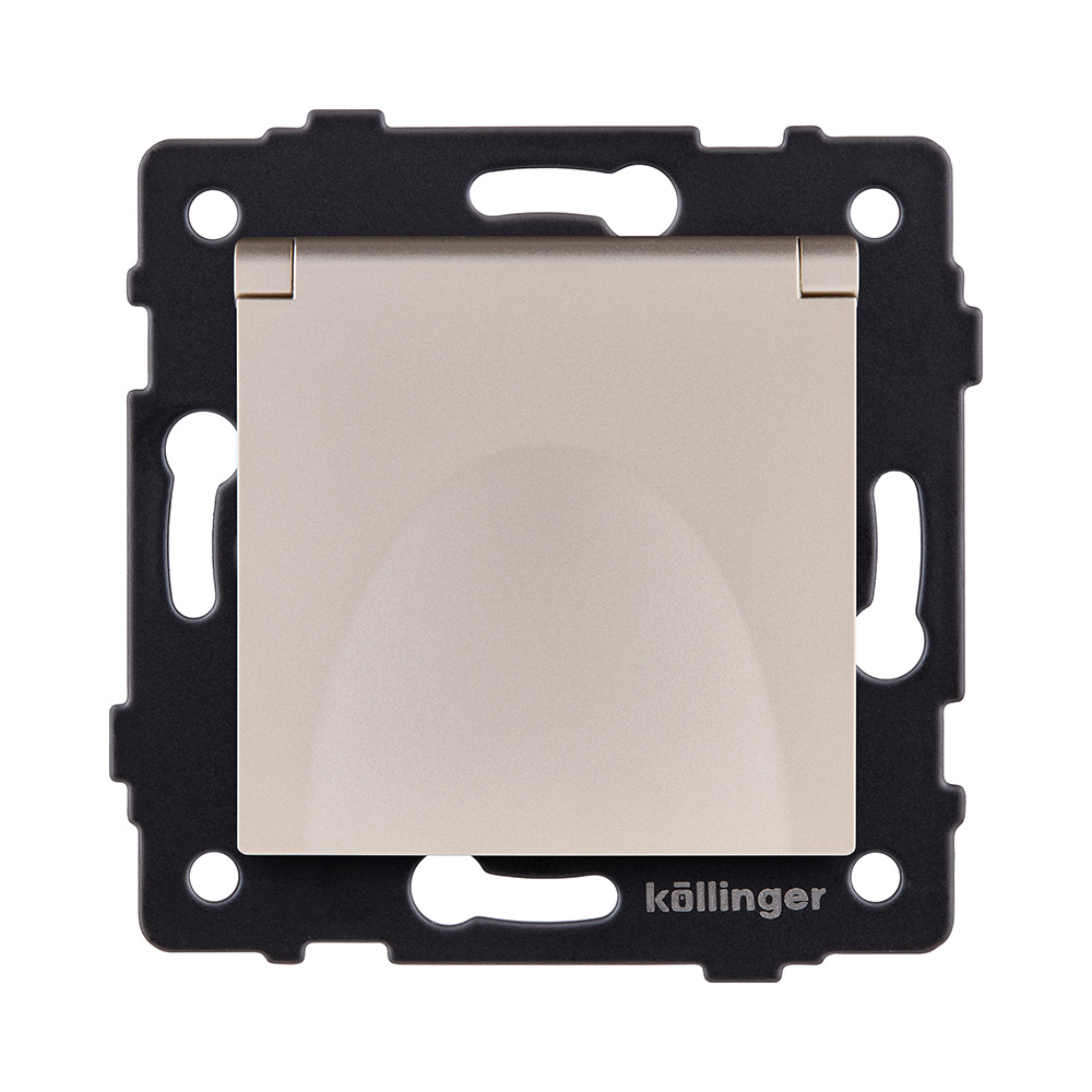 Розетка штепсельная SCHUKO 16A/250 В с крышкой, золотой Kollinger REA-006GD для Aspekt, Eleganz, Reflex