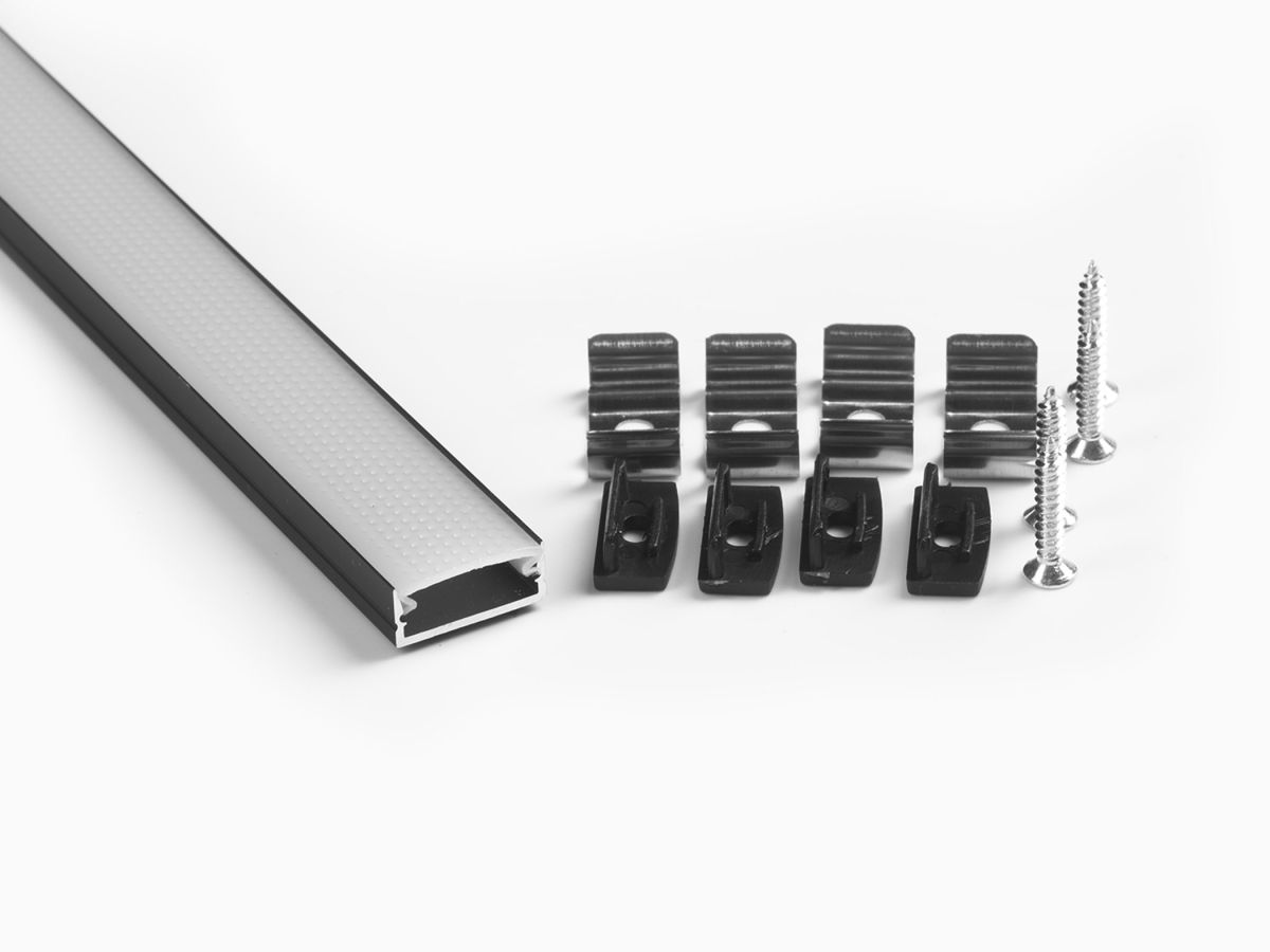 Профиль накладной LEDS POWER СПН1707 алюм. черный с призм.рассеивателем 2м 008400