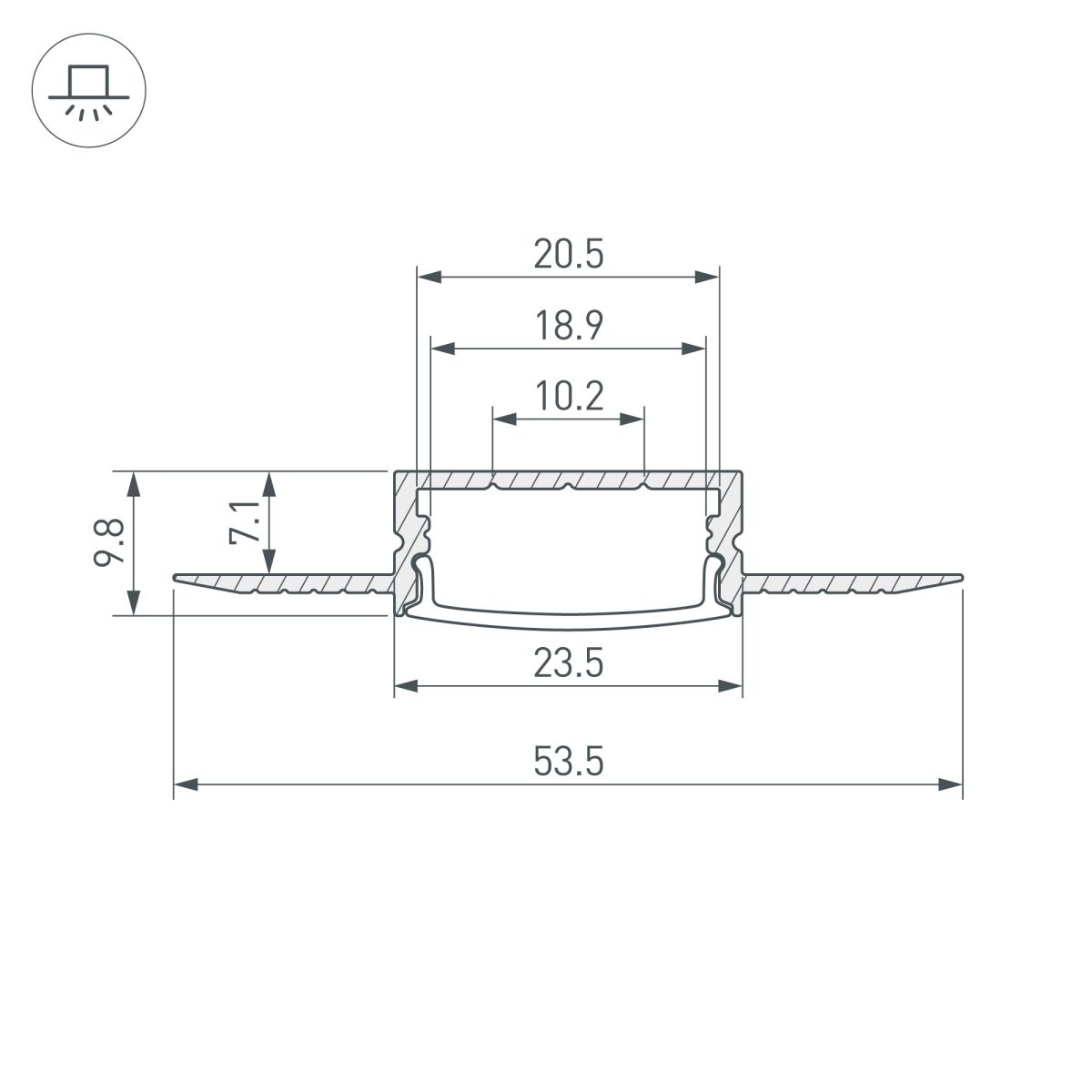 Профиль Arlight FANTOM-W20-H10-3000 ANOD (Алюминий) 062556