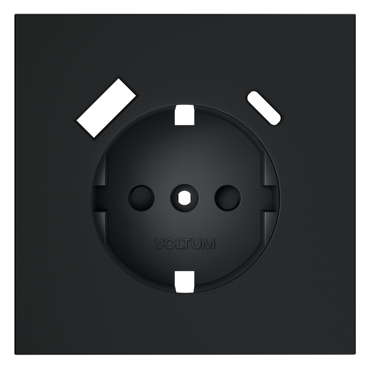 Накладка для розетки с заземлением и защитными шторками, с USB A+C Voltum S70 (графит) VLS001007