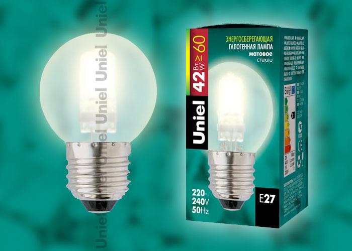 Лампа галогенная (04112) Uniel Е14 28W прозрачная HCL-28/CL/E14 Candle Twisted